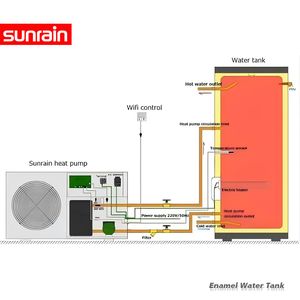 Sunrain مضخات حرارة عالية الضغط اختيارية 100 لتر 300 لتر 400 لتر 500 لتر من المينا SUS وخزان مياه ساخن - Product Image 6