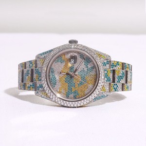 Nuevo Reloj Mecánico de Diseño de Lujo Unisex, Estilo Hip Hop Exclusivo con Caja de Acero Inoxidable y Esfera con Diamantes Moissanite - Product Image 1