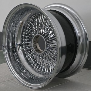 New 15-Inch 100 <strong>Spokes</strong> Reverse <strong>Spoke</strong> Straight Lace Wire <strong>Wheel</strong> 15x8J Chrome Steel Wire Rim Includes Caps and Adapters - Product Image 3