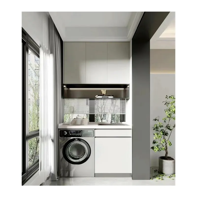 Gabinete de fregadero de lavandería de diseño europeo moderno personalizable ancho y forma impermeable y venta directa de fábrica