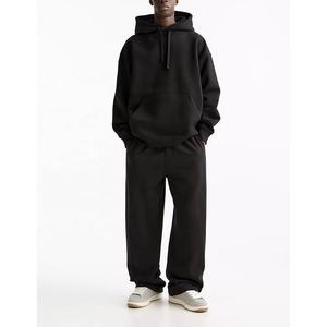 Hombros caídos Unisex personalizado invierno sólido con capucha chándales pantalones de chándal para hombre conjunto con capucha de alta calidad 180 GSM algodón poliéster - Product Image 4