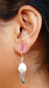 Boucles d'oreilles en argent sterling 925 plaqué or perle vermeil multi tourmaline gemmes pour mariages - Product Image 6