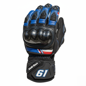 Gants de moto de style vintage classique, cuir de vache ciré, poings rembourrés doux, design rétro - Product Image 5