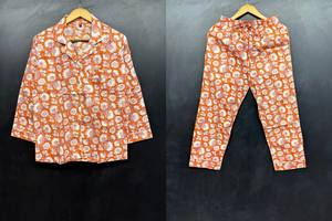 Conjunto de Pijama de Algodón con Cuello en V y Estampado Floral para Mujer, Cintura Elástica, Dos Piezas, Ropa de Dormir de Secado Rápido, Alta Calidad, Nueva Llegada - Product Image 3