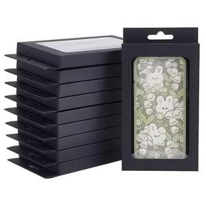 Boîte de téléphone magnétique rigide avec fenêtre en PVC, carton noir, intérieur en aluminium, logo personnalisé accepté - Product Image 1