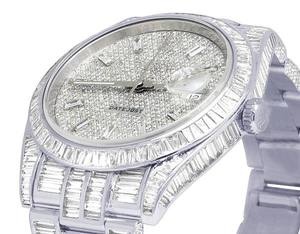 Mejor oferta Baguette VVS Moissanite Diamond On Dial Tono blanco Mecánico Automático Iced Out Reloj Hip Hop Lujo Hombres Moda - Product Image 4