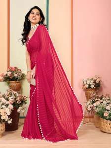 GC Soft Georgette Silk <b>Indian</b> Saree Top Style Elegant <b>Indian</b> & <b>Pakistani</b> <b>Clothing</b> - Product Image 3