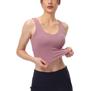 Camisetas sin mangas para mujer, ajustadas, para gimnasio, estilo crop top, transpirables, elásticas y de color liso. - Product Image 1
