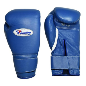 Gants de boxe professionnels en cuir bleu avec fermeture velcro au poignet, gants d'entraînement et de sparring pour hommes et femmes - Product Image 2