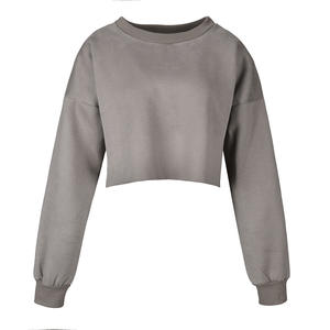 Sweatshirts et pulls à capuche pour femmes en gros, pulls à capuche unis à col rond pour femmes, pulls à capuche courts - Product Image 5