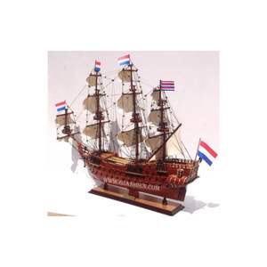 ZEVEM PROVINCIEN Feng Shui Modèle de bateau en bois Artisanat Modèle de bateau avec technique peinte - Product Image 4