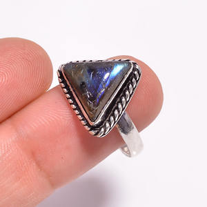 925 argent Sterling classique trillion coupe bague de fiançailles Labradorite pierre précieuse pour mariage anniversaire fête bijoux fins cadeau - Product Image 3