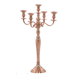 Rose <b>Gold</b> Metal <b>Candelabra</b> Table Decoration - Product Image 3
