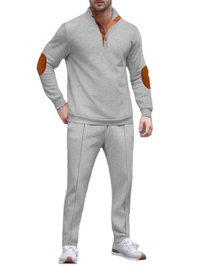 Men's Breathable Waffle Hoodie Set Stand-Up Collar Solid Color-Blocking Sport Casual <b>Trousers</b> <b>Plus</b> <b>Size</b> Two-Piece Set for Winter - Product Image 5