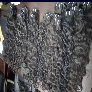 Extensions de cheveux humains en mèches bouclées à double trame, cheveux indiens bruts alignés sur les cuticules, couleur naturelle, vague profonde - Product Image 1