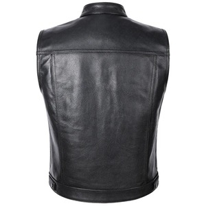 Gilet en simili cuir noir pour homme, style classique, veste de motard élégante, style punk, col montant, veste d'équipe - Product Image 4