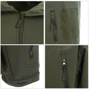 Premium Winter Canvas Softshell <b>Jacket</b> Hooded Quilted <b>Mandarin</b> <b>Collar</b> Lightweight Waterproof for Tactical Activities - Product Image 5