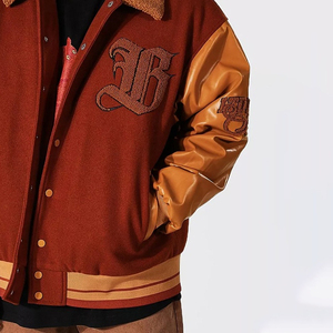 Veste de baseball à capuche en laine pour hommes, style letterman, imperméable, couleur et logo personnalisables, prix d'usine - Product Image 5