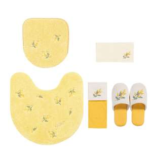 Juego de inodoro Yorisou de 5 piezas con estampado Floral Sweet Mimosa incluye tapa multiusos soporte de papel cubierta de mano alfombrillas de baño - Product Image 5