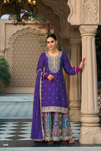 Latest Designer Collection Hevey Chinon salwar suit with Floral Embroidered Chiffon Dupatta for party - Product Image 5
