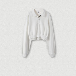 Nouveau personnalisé 1/4 fermeture éclair entraînement pull équipage doux coton polaire à manches longues pull ample femmes automne hiver - Product Image 3