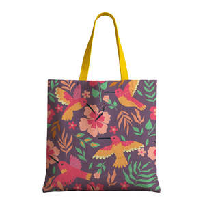 Durable Humming Birds Canvas Tote <b>Bag</b> Medium Eco-Friendly Screen Printed Tote Recyclable Heat Transfer <b>Long</b> for Advertising - Product Image 5