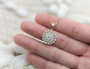 Special Offer VVS Moissanite Diamond Halo Pendant Necklace With 14k Gold Fine Jewelry Minimalist Fashion For Women Fashion - Product Image 4