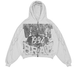 Sudadera con Capucha Personalizada con Cierre, Estilo Vintage Lavado Ácido, Impresión Personalizada, Ropa Urbana, por Fabricante Mayorista de Moda - Product Image 3