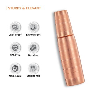 ขวดน้ำทองแดงแท้พร้อมชุดแก้ว 950 มล. ชุดขวดทองแดงกันรั่ว ขวดทองแดงและแก้วแบบคอมโบ แท้ 100% - Product Image 6