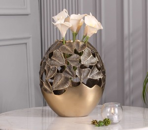Premium Vintage Metal Floral <b>Vase</b> Retro Style Home <b>Decor</b> Accent Piece Eye Catching Centerpiece Enhancing Any Space - Product Image 5