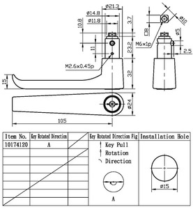 Serrure de cabinet électrique à cylindre avec verrouillage à clé, poignée en L, quart de tour, en acier inoxydable chromé ABA - Product Image 2