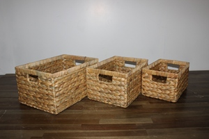 Artex Dong Thap Factory Handmade Rectangular Rattan <b>Basket</b> with 3 Vases Iron Frame Fishbone <b>Weaving</b> Natural Color - Product Image 6
