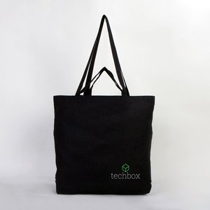 Personalized Black Cotton Shopping Tote <b>Bag</b> Long <b>Medium</b> 19 16 4 Inches 48 41 10 Screen Letter Heat Transfer Advertising - Product Image 5