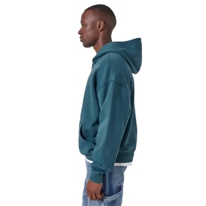 Pull à capuche d'hiver personnalisé pour homme, coupe régulière, style streetwear, lourd, respirant, avec boutons, couleur unie, vente en gros - Product Image 4