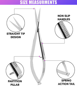 Ciseaux confortables les mieux notés pour l'efficacité des sourcils Coupe et coupe des cils ou cuticules Acier inoxydable japonais antidérapant - Product Image 3