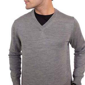 Pull de couleur grise en laine unie Style simple Casual Winter Wear Pull à manches longues et col en V - Product Image 2