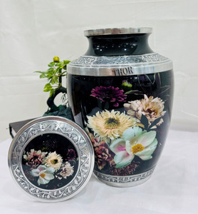 <span class=keywords><strong>Elissa</strong></span> fiori Vintage in alluminio cenere urna cremazione urna per ceneri umane adulti maschi e femmine urne Decorative per gli esseri umani cenere - Product Image 4