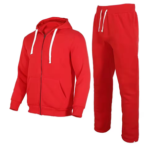 Survêtement en molleton respirant imprimé rouge uni très demandé, idéal pour l'entraînement et le streetwear - Product Image 4