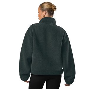 Charcoal Quarter Zip <b>Fleece</b> <b>Jacket</b> Women Oversized Pullover High Neck Cozy Sweatshirt <b>Warm</b> Casual Winter Layer Wear - Product Image 2