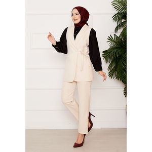 Ensemble de gilets à nouer sur le côté en tissu satiné pour femme - Product Image 5