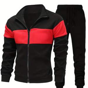 Nouvel ensemble de survêtement d'hiver uni avec sweat à capuche zippé et bande latérale, vêtements de sport décontractés pour hommes - Product Image 3