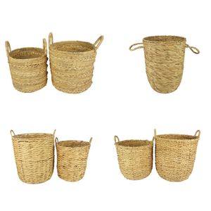 Juego de Cestas de Almacenamiento de Mimbre Hechas a Mano, Cesta de Yute de Jacinto de Agua y Hierba Marina, Almacenamiento y Organización, Organizador de Ropa para el Hogar - Product Image 1