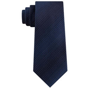 Cravatta da uomo Kenneth Cole Reaction in seta blu slim, con stampa jacquard a pois sfumati e motivo a righe, confezione regalo casual, taglia normale - Product Image 1