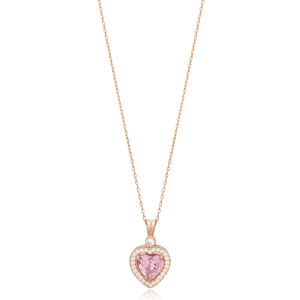 Corazón diseño rosa cuarzo CZ piedra mujeres encanto collar venta al por mayor artesanía 925 joyería de plata - Product Image 6