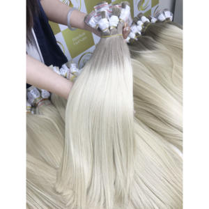 Tono frío Rubio Hot Trending Doble calidad Cutícula alineada Cabello a granel Cabello humano virgen Materia prima Cabello de lujo sin procesar - Product Image 2