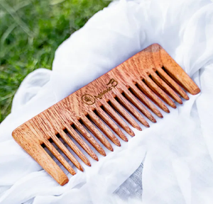 หวีไม้สะเดาฟันกว้างหวีนวดหนังศีรษะสำหรับผู้หญิงที่นวดศีรษะศีรษะศีรษะ - Product Image 4