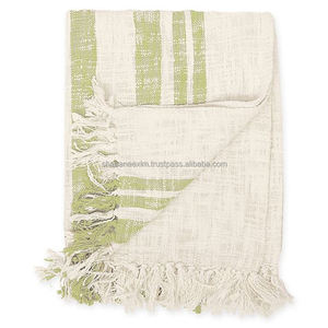 <b>Brown</b> Striped Handloom Woven <b>Throw</b> <b>Blanket</b> with Fringes Personalized Slub Textured Handloom <b>Throw</b> <b>Blanket</b> - Product Image 4