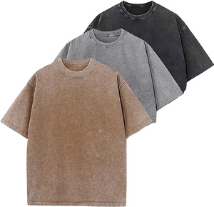 T-shirt unisexe ample à col rond et manches courtes en coton 250 g/m² de haute qualité, style vintage délavé à l'acide, pour homme, collection été 2026 - Product Image 5