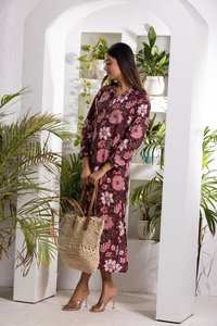 <b>Indian</b> Hand Block <b>Printed</b> Cotton Maxi <b>Dress</b> Floral Bohemian <b>Dress</b> - Product Image 3