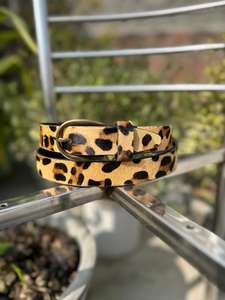 Handcrafted Vintage Heat-Transfer <b>Printed</b> <b>Leopard</b> Hair Finish Cow Hide Leather <b>Belt</b> Heavy Duty Steel Pin Buckle Western Design - Product Image 3